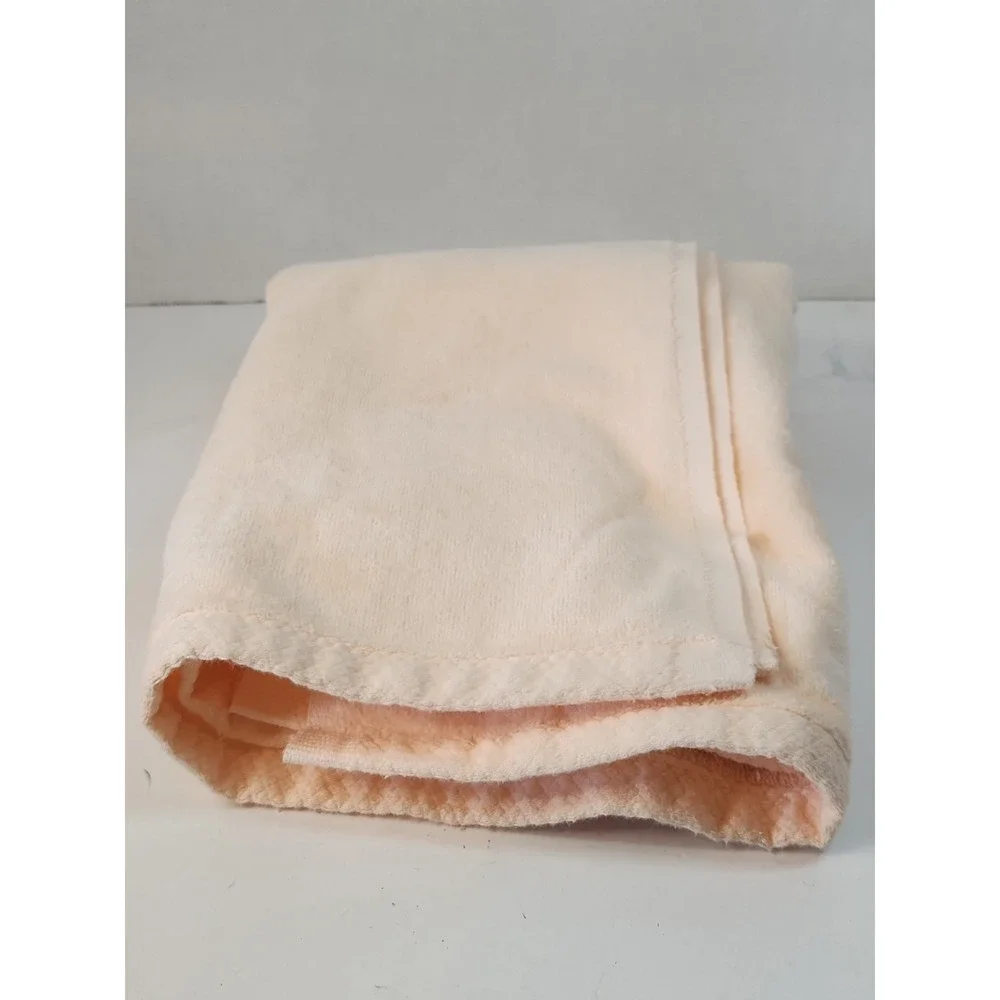 Vtg 1980s Bibb Mills Bath Towel Peach Pink Satin Lace Heart Cottagecore Coquette